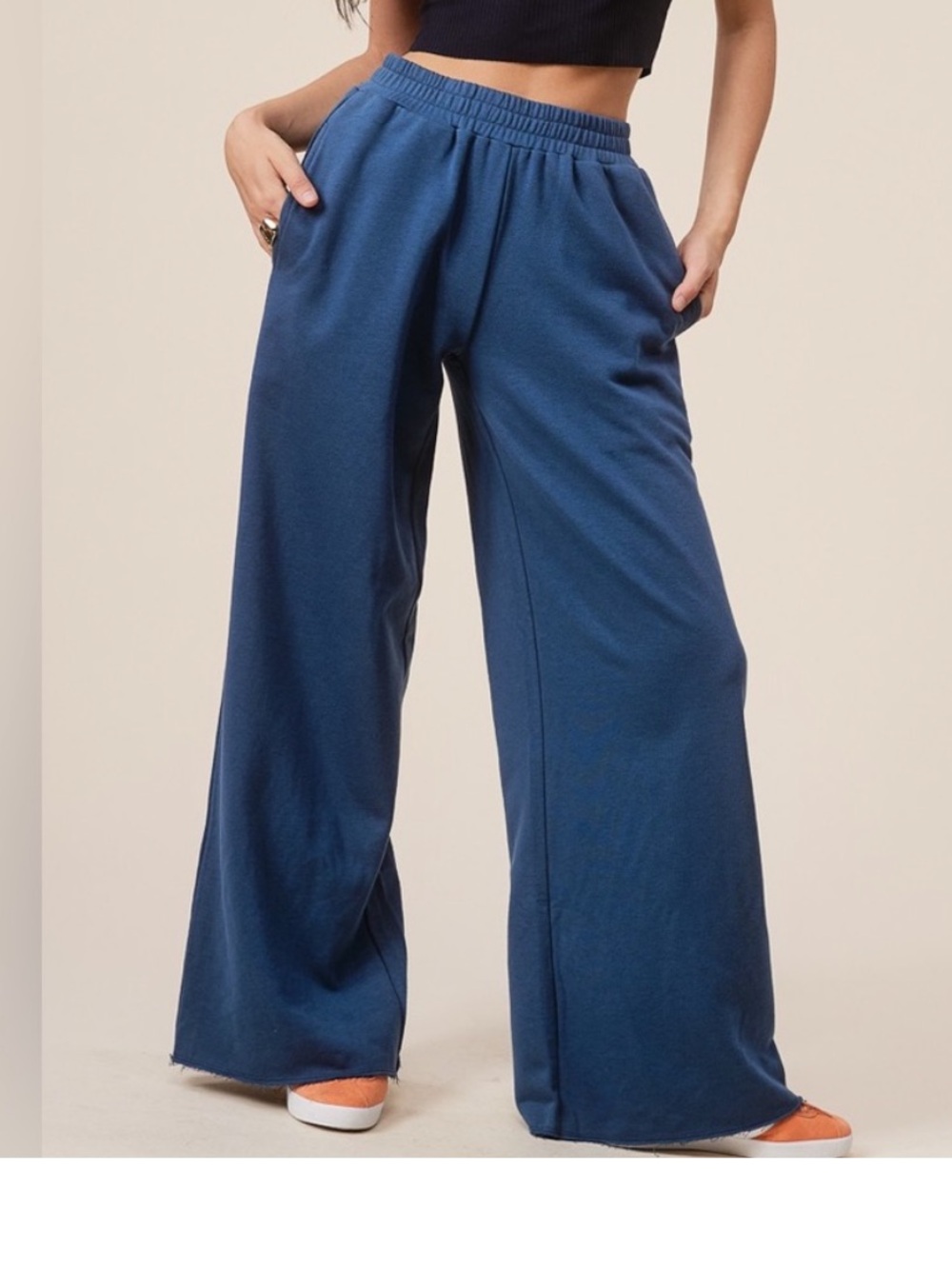 Teal Wide Leg Jogger Raw Hem By Mimosa Size Small